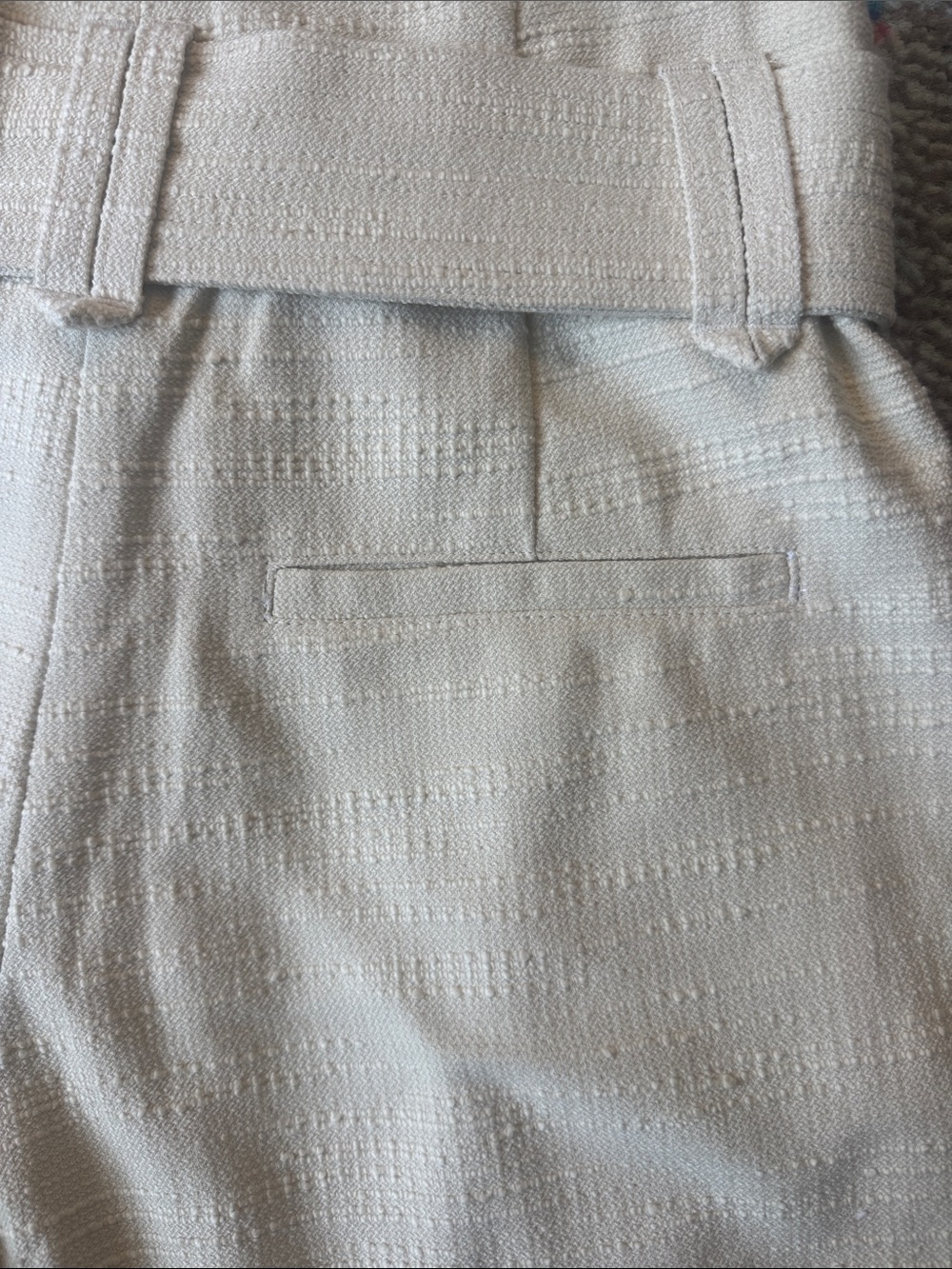 Sezane Cream Textured High-Waist Belted Shorts - Picture 3 of 4